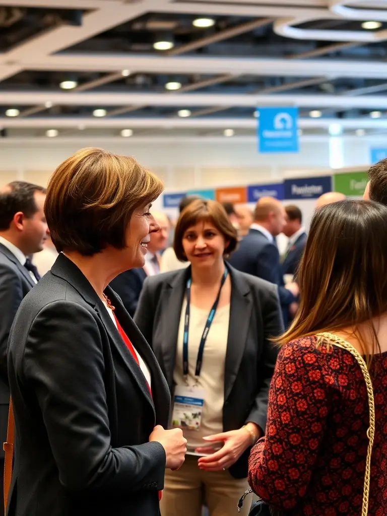 A photo of Jane interacting with other real estate agents at a local industry event, showcasing her respected position in the community.